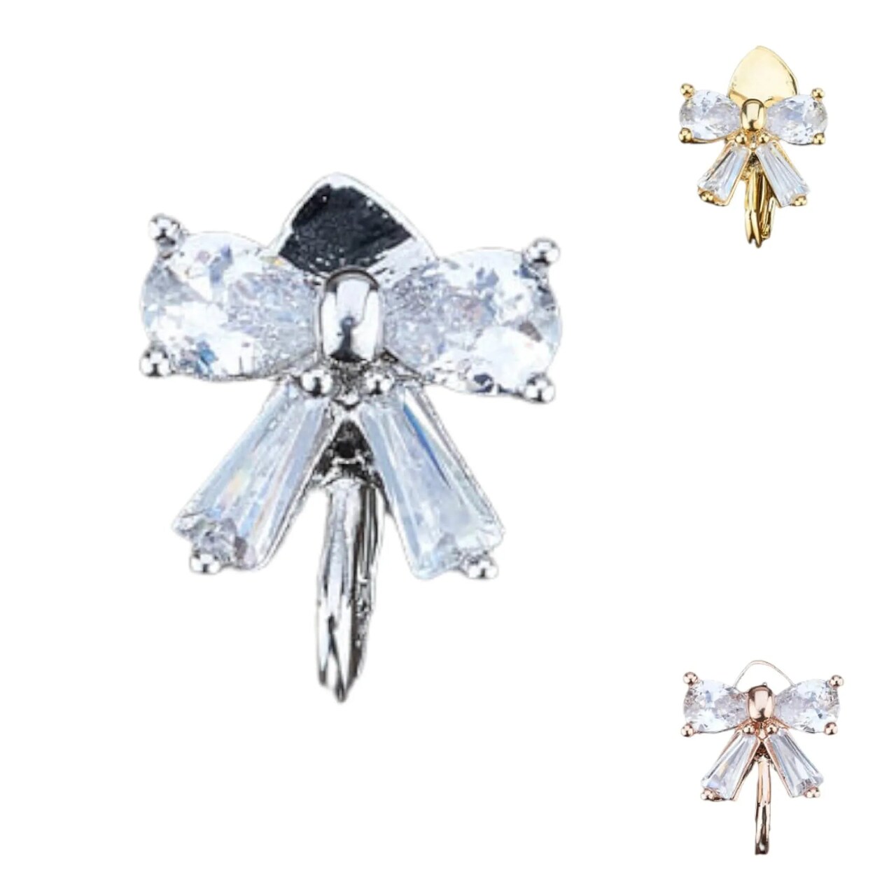 Small Stud Earrings for Women - Crystal Bow Knot Cz Pearls Earring Small Ribbon Stud Pressable Earring Cute Crystal Butterfly Tie Earrings Wedding Party Daily Jewelry for Women Gift for Her